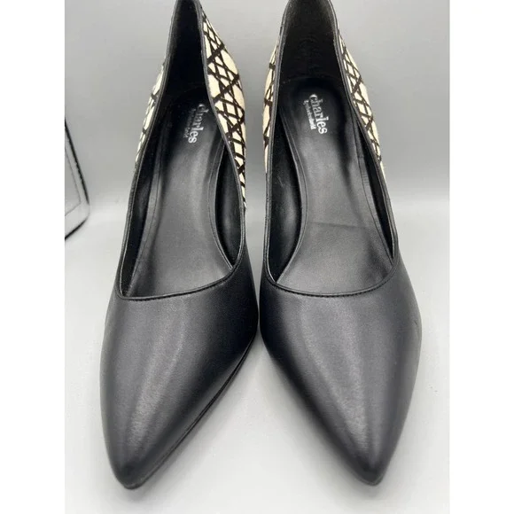 CharlesCharles David calf hair black/off white geometric print heels/pumps sz11 - Picture 4 of 10